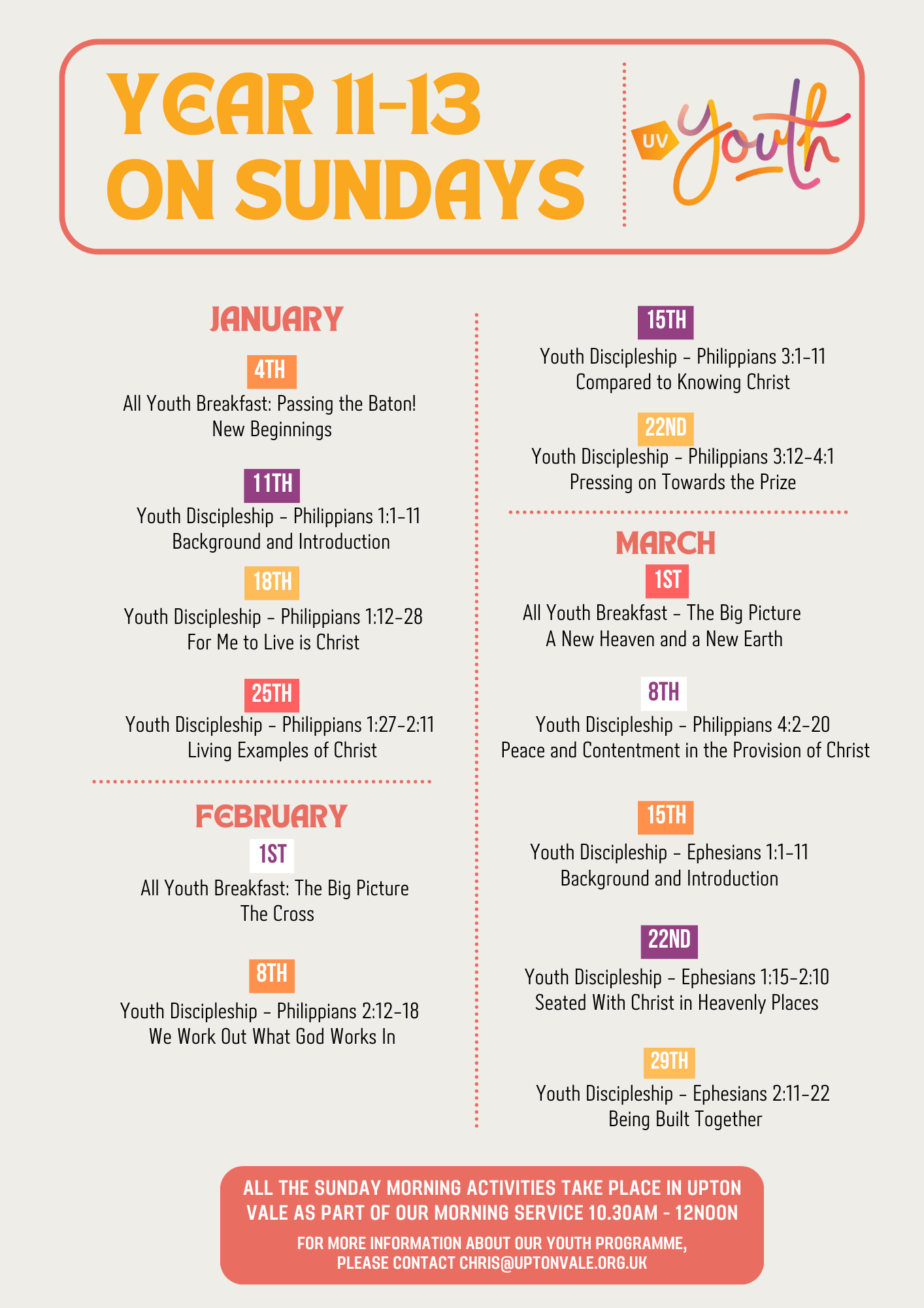 Sundays Yr 11-13 programme A5 