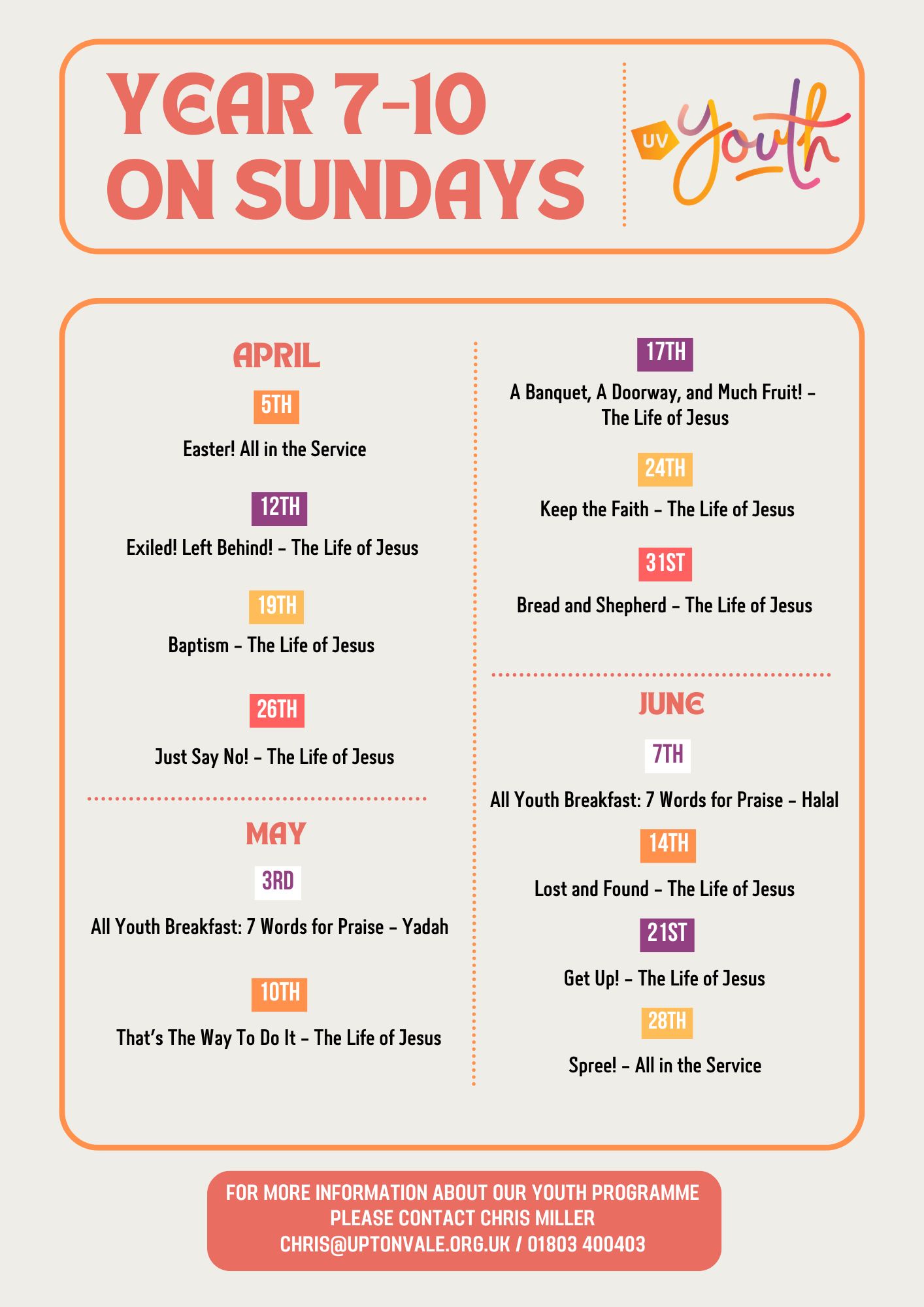 Sundays yr 7-10 programme A5 f